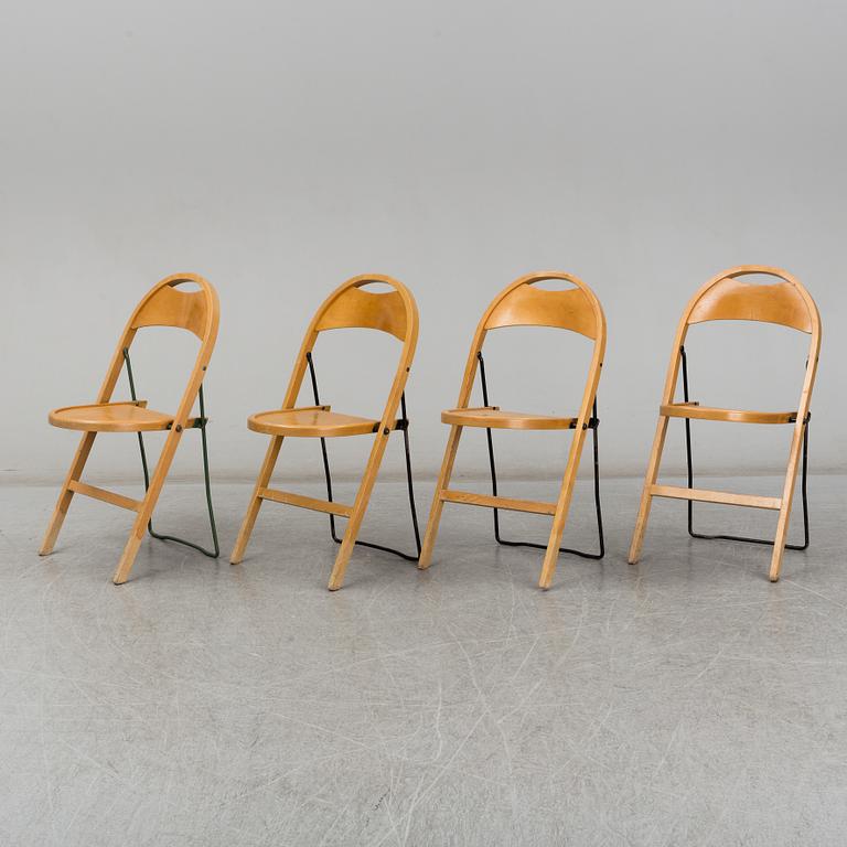 Four collapsible 'Bern' birch chairs from Gemla, 1920's/30's.