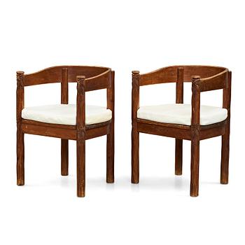 295. BRÖDERNA ERIKSSON (The Eriksson brothers), attributed to, a pair of stained and carved chairs, Arvika, Art Nouveau,