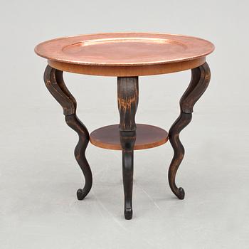 A Lisa Andersson (Haal/Hål) Morell copper and carved wood table, Rackstad, Arvika, Sweden 1928.