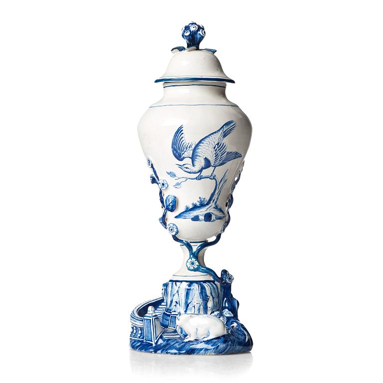 A Swedish Marieberg faience vase with cover, 1772.