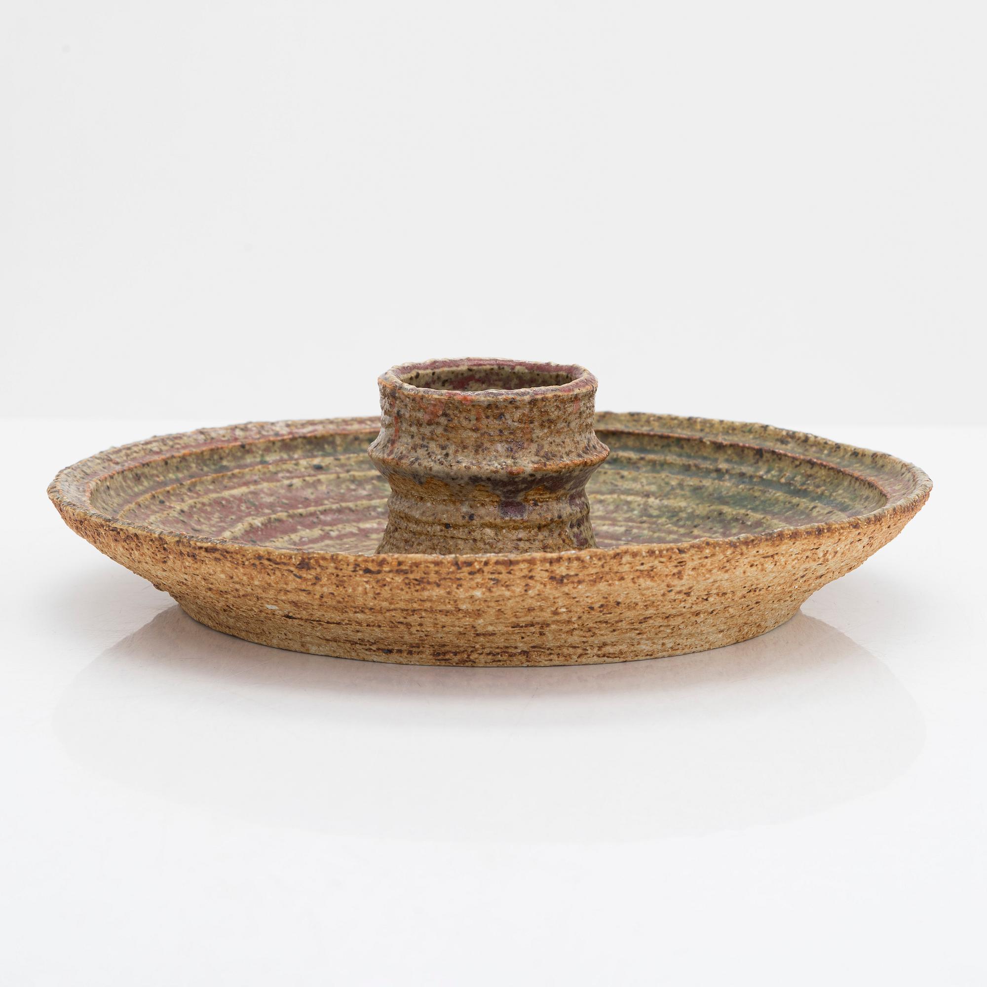 Raija Tuumi, kynttilänjalka, samotti, signeerattu RT, ARABIA 1971.