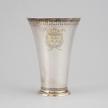 A Swedish 18th century parcel-gilt silver beaker, mark of Petter Britts widow, Kalmar 1779.