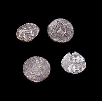 MYNT, 4 st, silver, Grekland 550-320 f.Kr. Ca 7,5g.