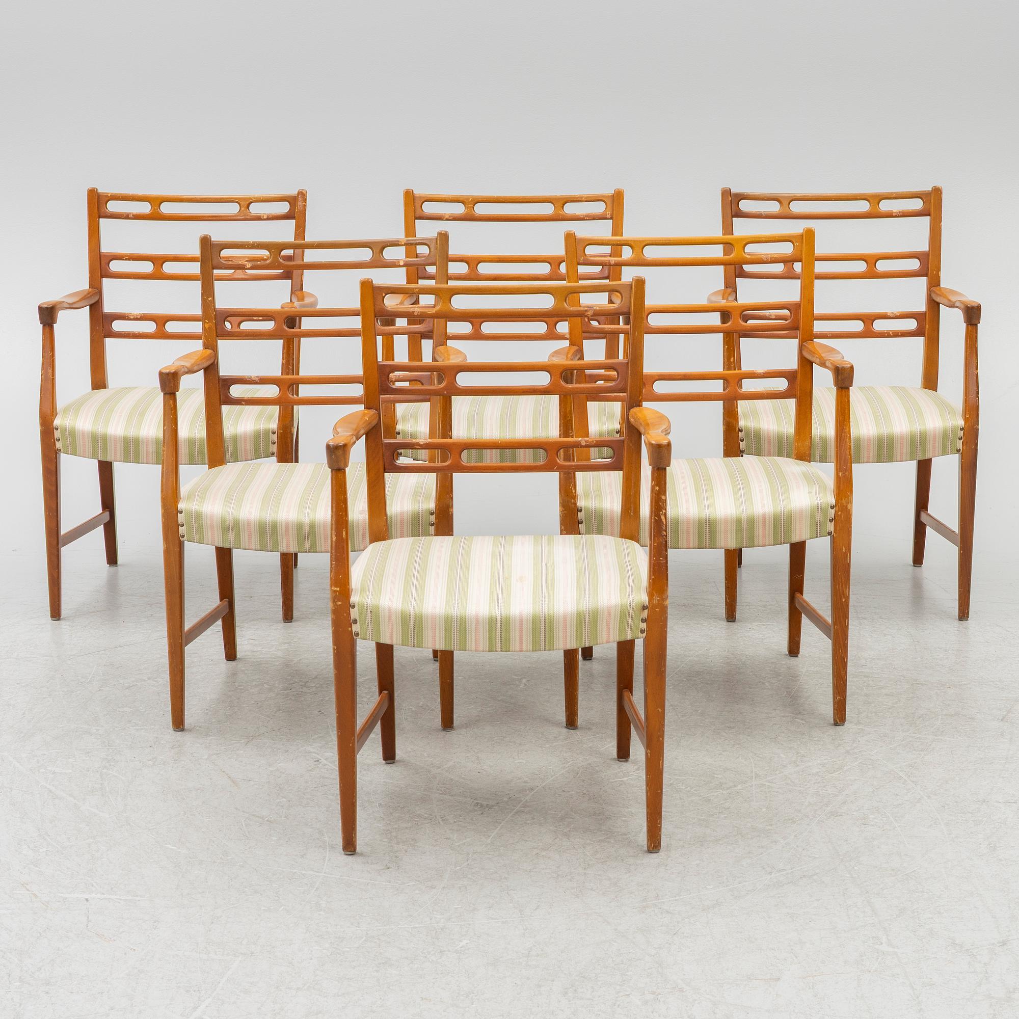 David Rosén, karmstolar, 6 st, "Futura", Nordiska Kompaniet, 1950-tal.