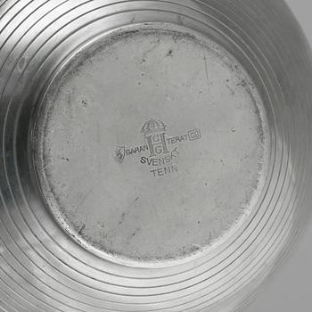 Sylvia Stave, a pewter bowl with cover for C.G. Hallberg, Stockholm, Sweden 1933.