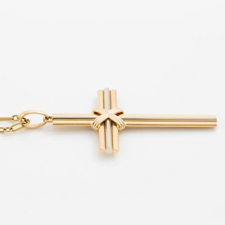 Cartier, A Cartier necklace 18K multi-coloured gold "Trinity" cross.