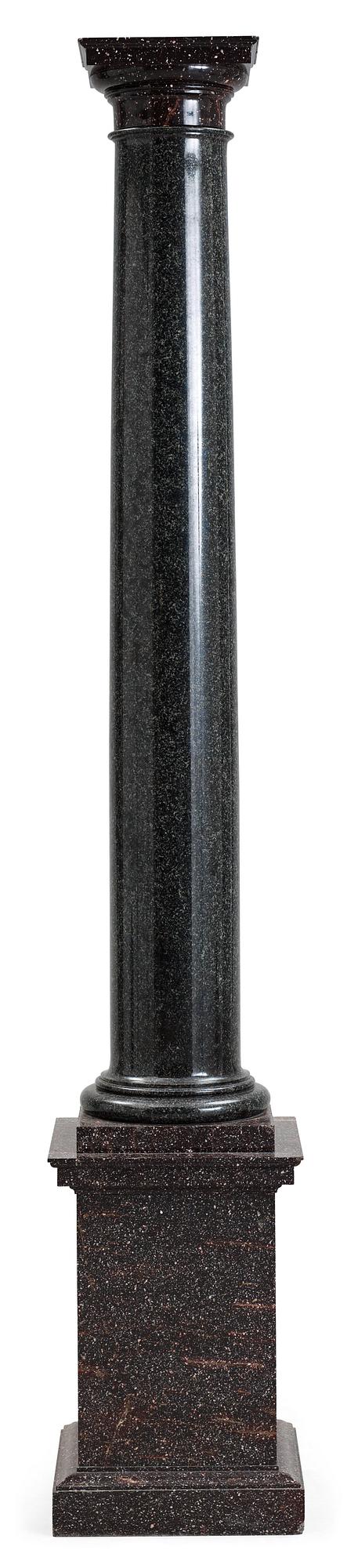 A Swedish 19th century porphyry base and column.