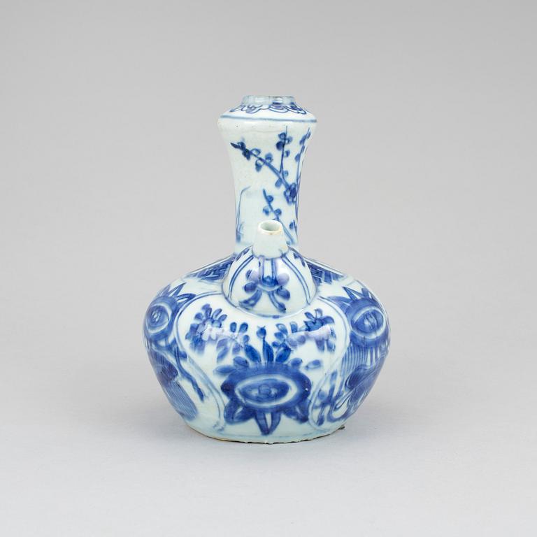 A blue and white kendi, Ming dynasty, 17th Century.