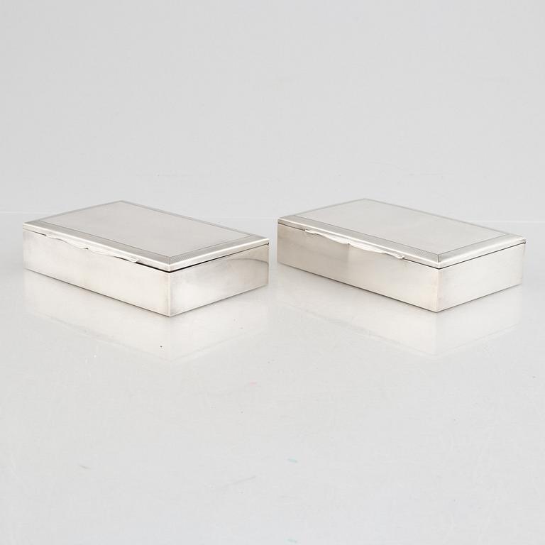 Two silver 830 cigarette cases, Swedish import marks, MEMA, circa mid-20th century.