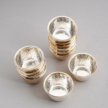 SUPKOPPAR, 12 st, silver, Gewe, Åke Smed, Stockholm 1970-tal. Vikt ca 456 gram.