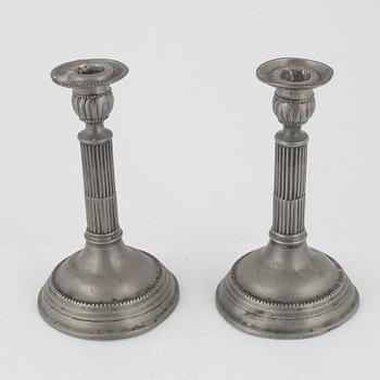 Carl Gustaf Malmborg, a pair of neoclassical pewter candlesticks, Stockholm, Sweden, 1805.