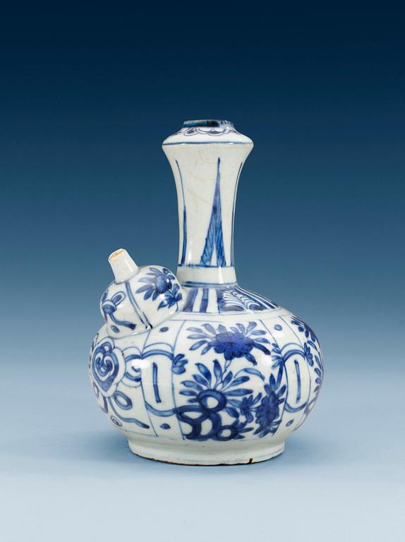 A blue and white kendi, Ming dynasty, 17th Century.