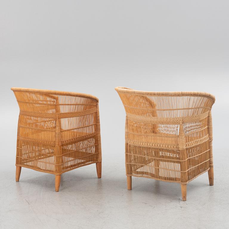 A rattan sofa and a pair of armchairs, second half of the 20th century.