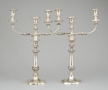 A pair of 19th century plate candelabra.