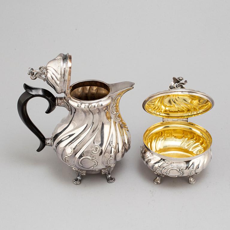 CG HALLBERG and GAB, two silver coffee service parts, Stockholm, 1961-62.