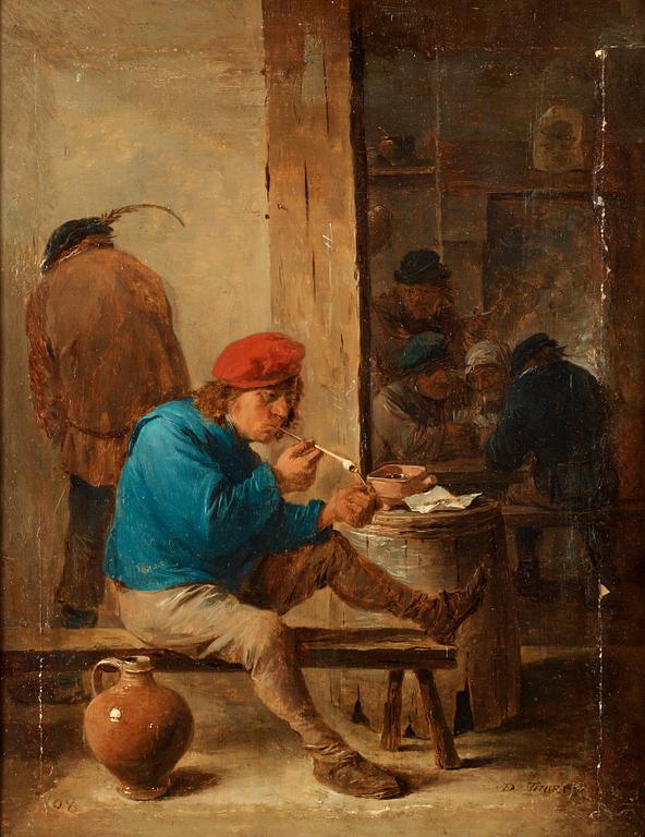 David Teniers d.y, Peasant lighting his pipe.