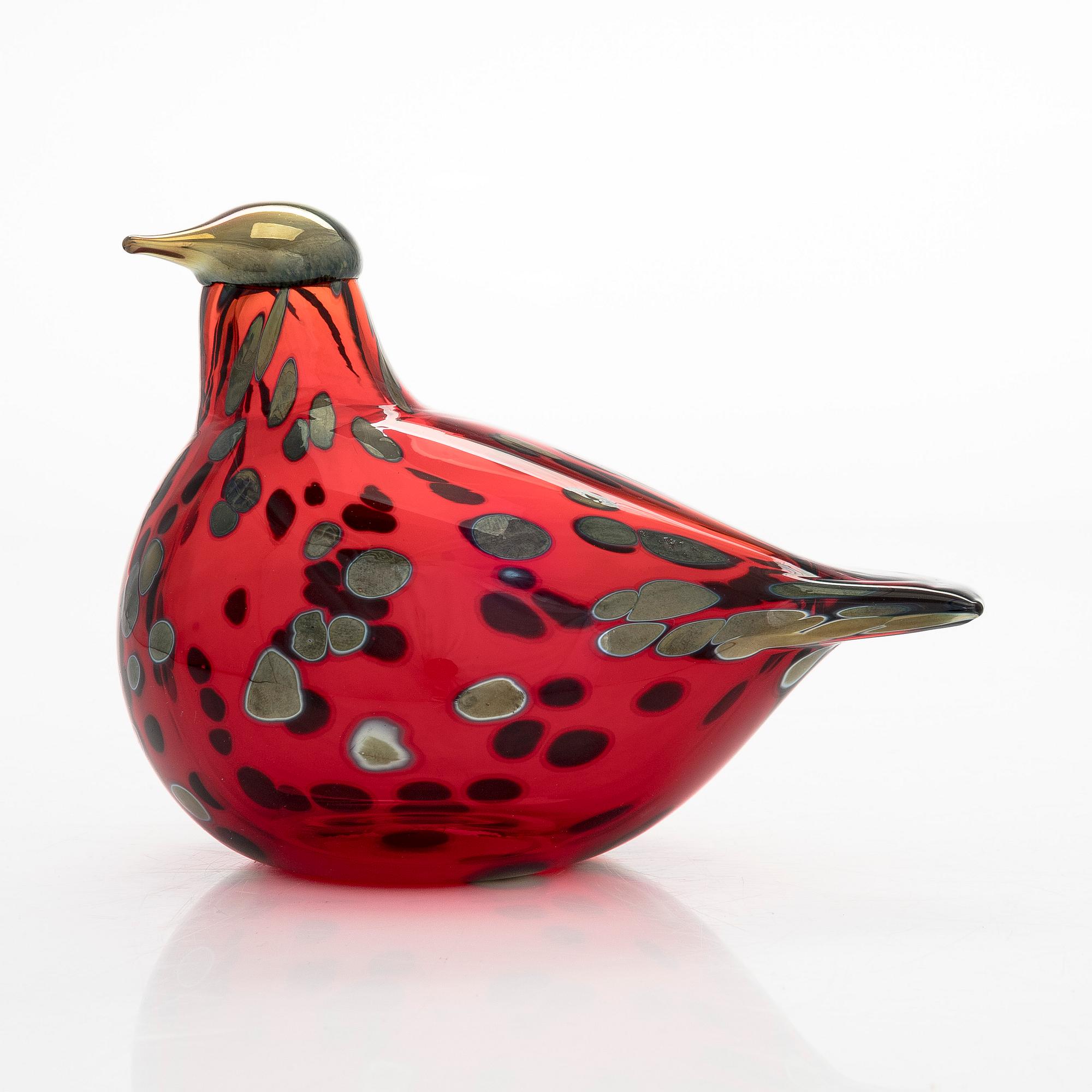 Oiva Toikka, a glass "Ruby Bird", signed O. Toikka Nuutajärvi.