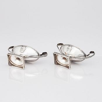 A pair of Swedish 18th Century Gustavian parcel-gilt silver salt cellars, marks of Pehr Zethelius, Stockholm 1798.