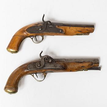 Percussion pistols, 2 pcs, Swedish, mid-19th century.
