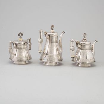 A 3 part Russian silver coffee service dated St.Petersburg 1881.