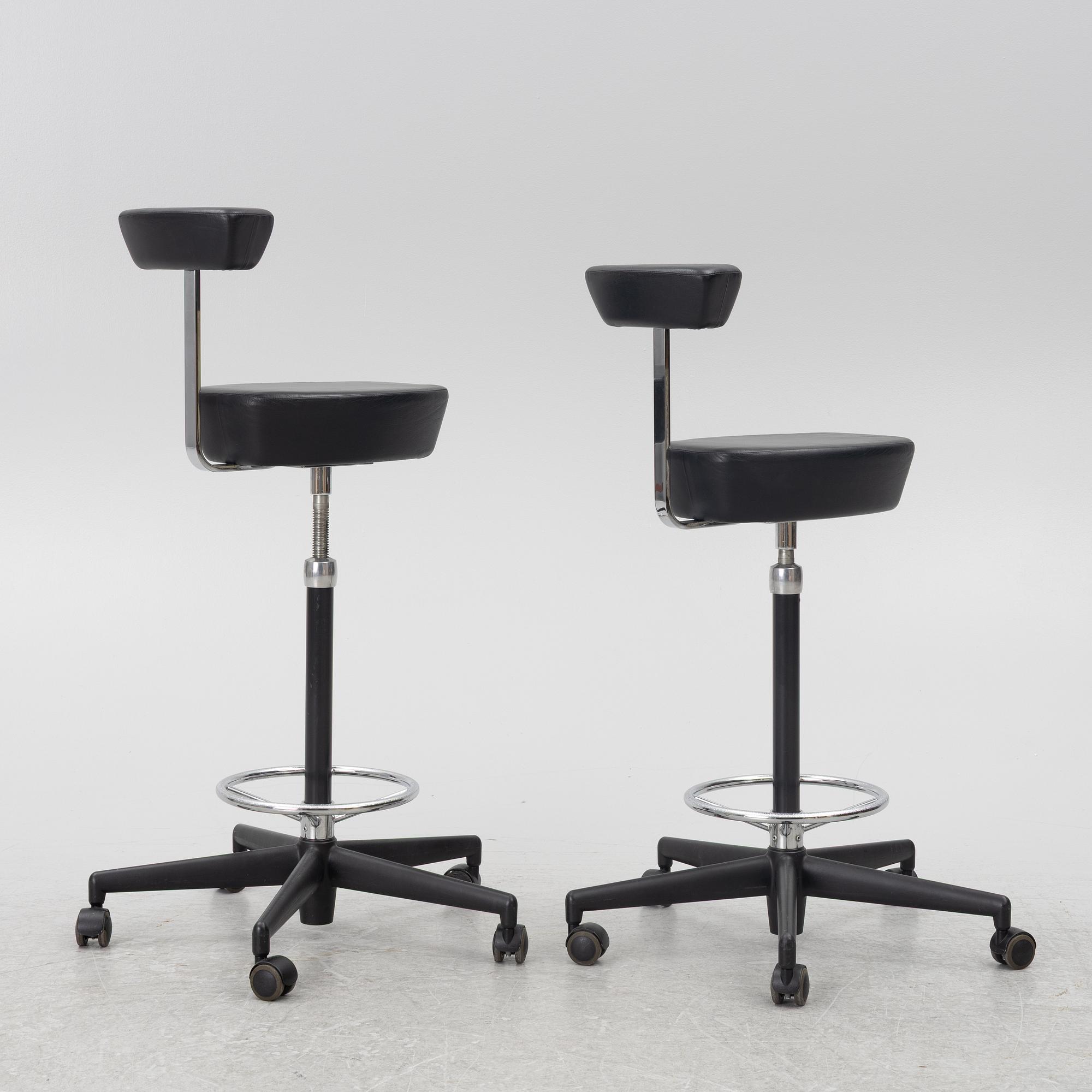 George Nelson, a pair of 'Perch Stool' swivel chairs, Vitra, 2002.