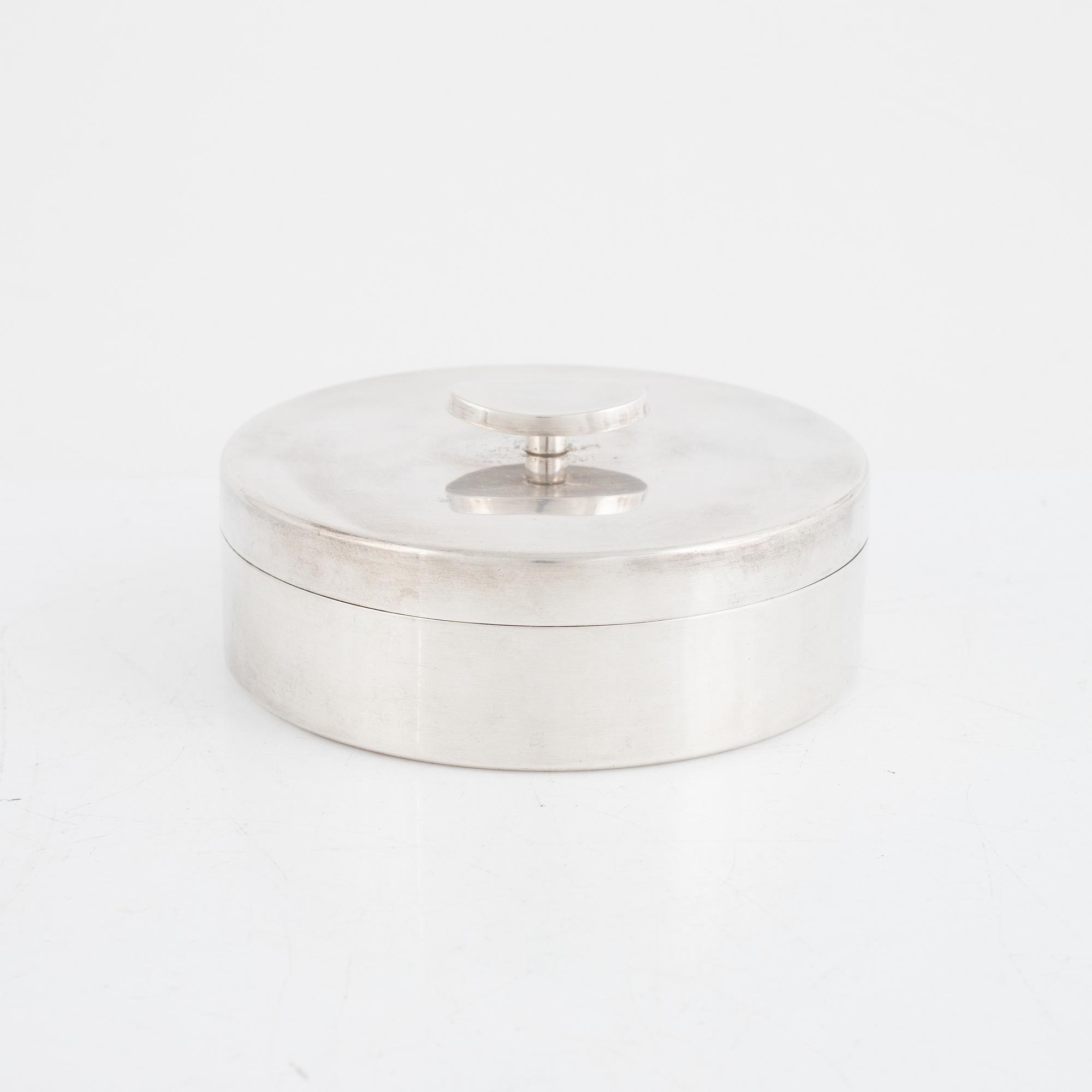Åke Strömdahl, ask med lock, sterlingsilver, Hugo Strömdahl, Stockholm 1963.