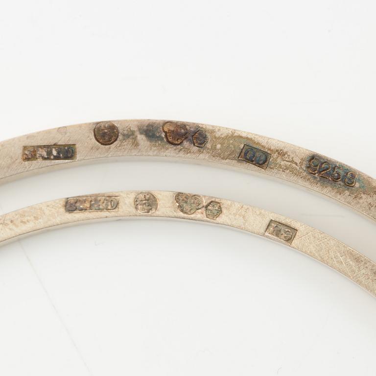 Lars Arby, five arm rings, sterling silver, Gothenburg 1963, 1966 and 1967.