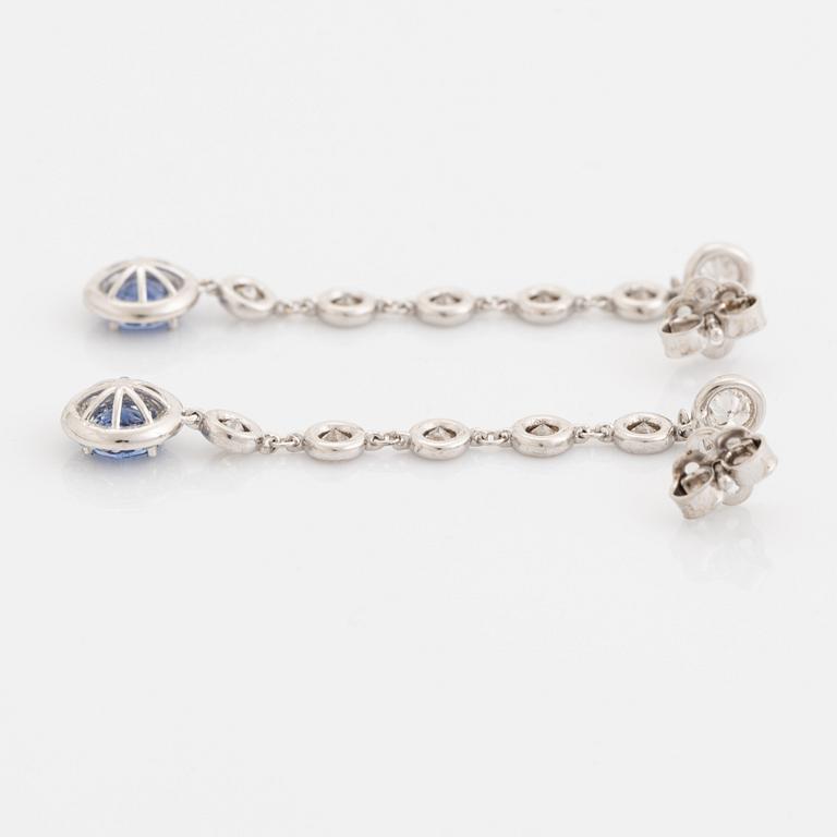 Sapphire and diamond earrings.