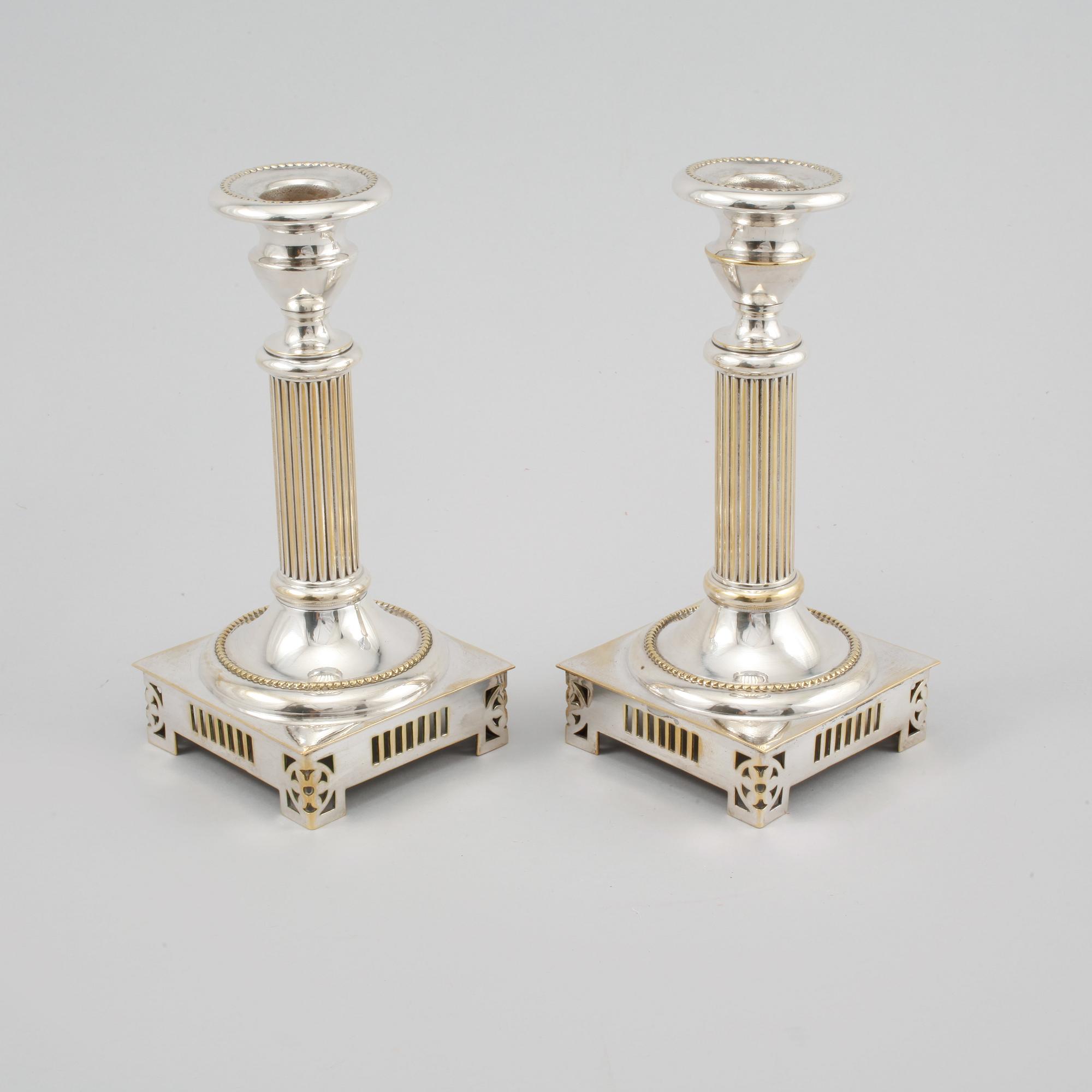 LJUSSTAKAR, nysilver, 1900-tal.