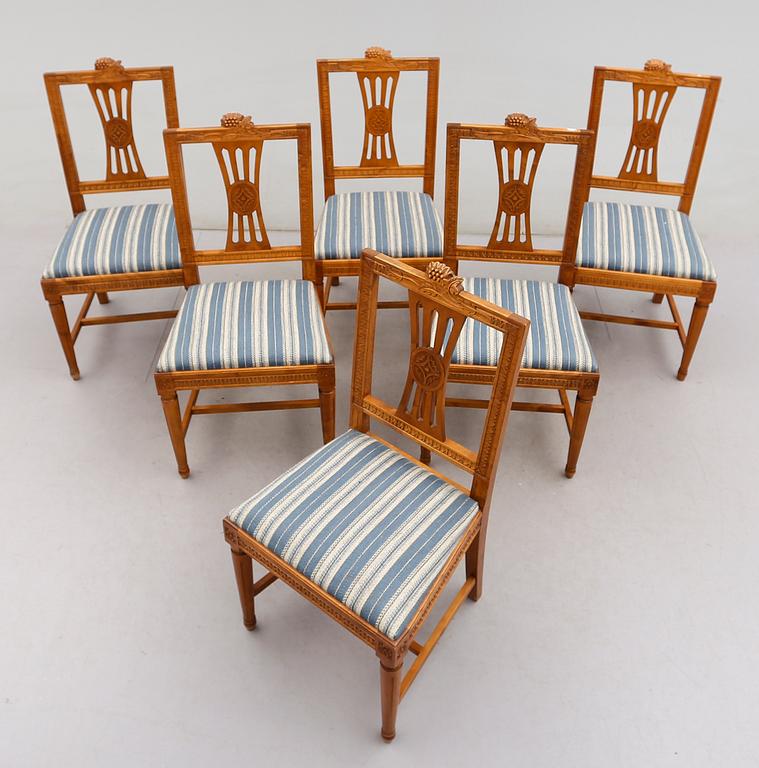 STOLAR, 6 st, gustaviansk stil, Taserud, 1900-talets andra hälft.