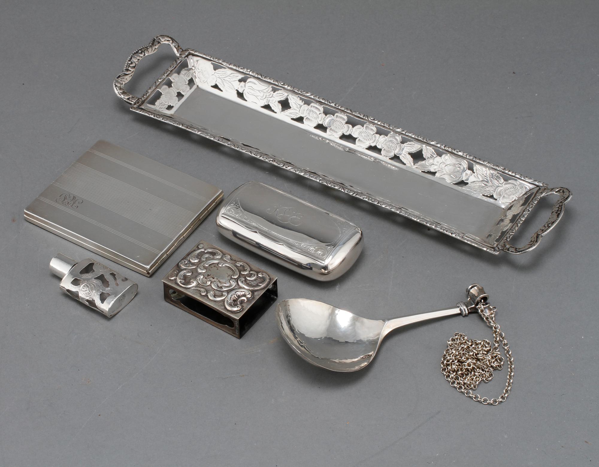 PARTI SILVER, sex delar, mestadels Sverige, 1900-tal, total vikt 407 gram.