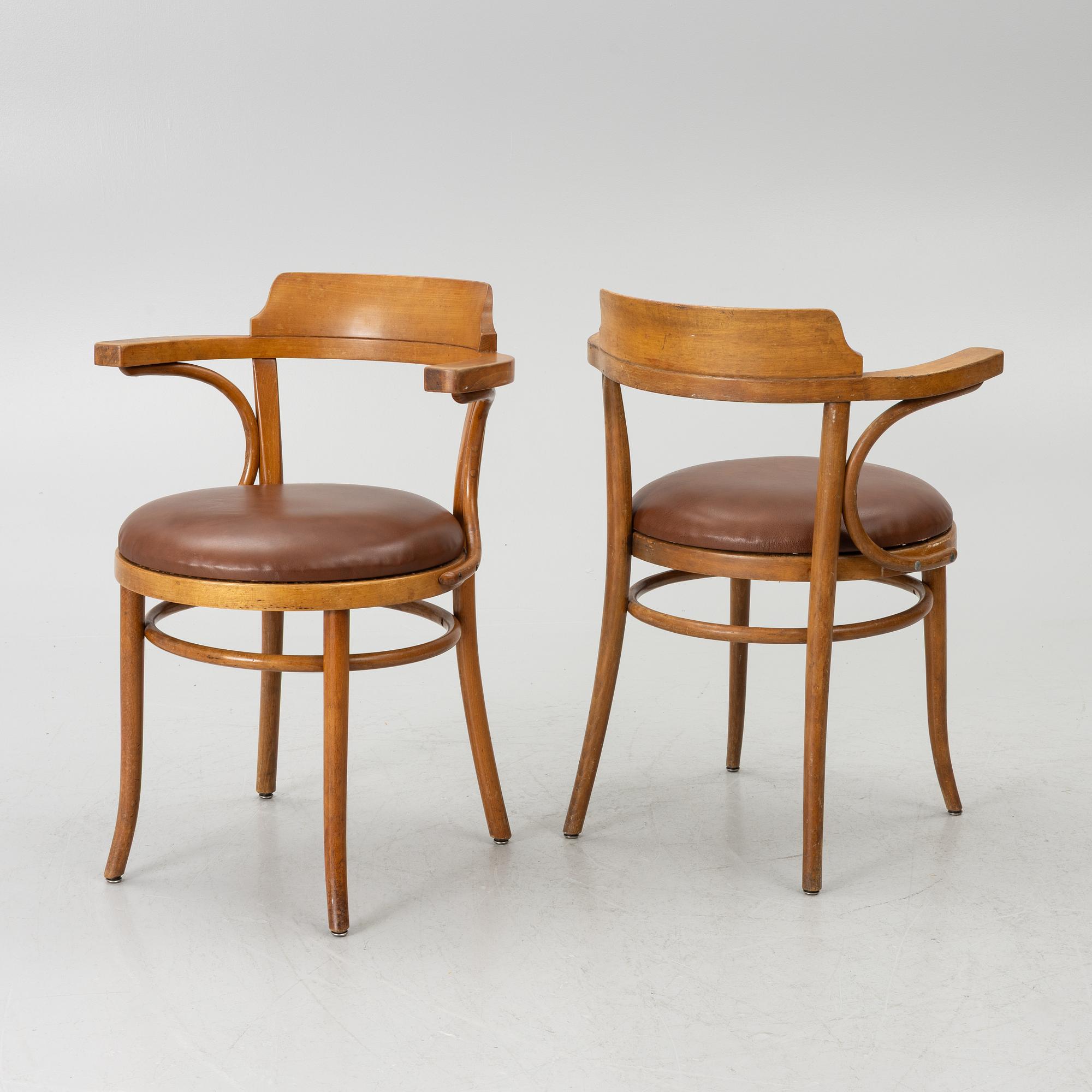 Armchairs, 6, model No. 3, Thonet, first half of the 20th century.