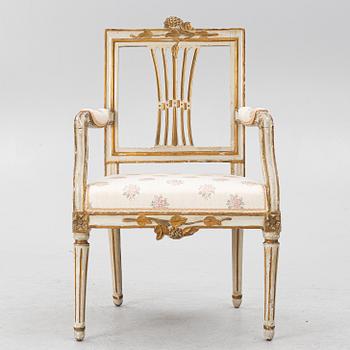 A Gustavian amrchair from Lindome, Sweden, late 18th century.
