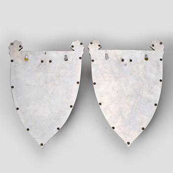 Emile Gallé, vägglampor, ett par, Nancy, Frankrike, Art Nouveau, 1900-talets början.