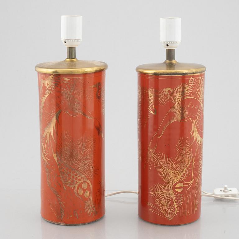 A pair of Chinese porcelain table lamps, 20th Century.