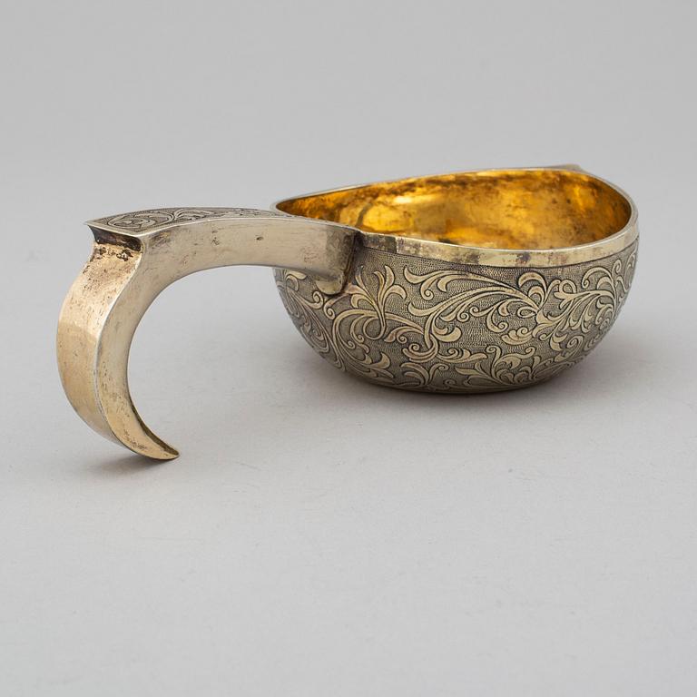 A Russian 19th century silver-gilt charka, mark of Jacob Wiberg, Moscow 1847.