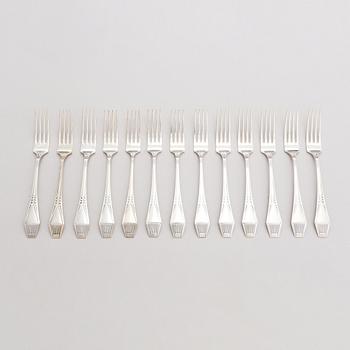 Bestickuppsättning, 38 dlr, silver, "Suomi"-serien, Kultateollisuus, Åbo 1975-93.