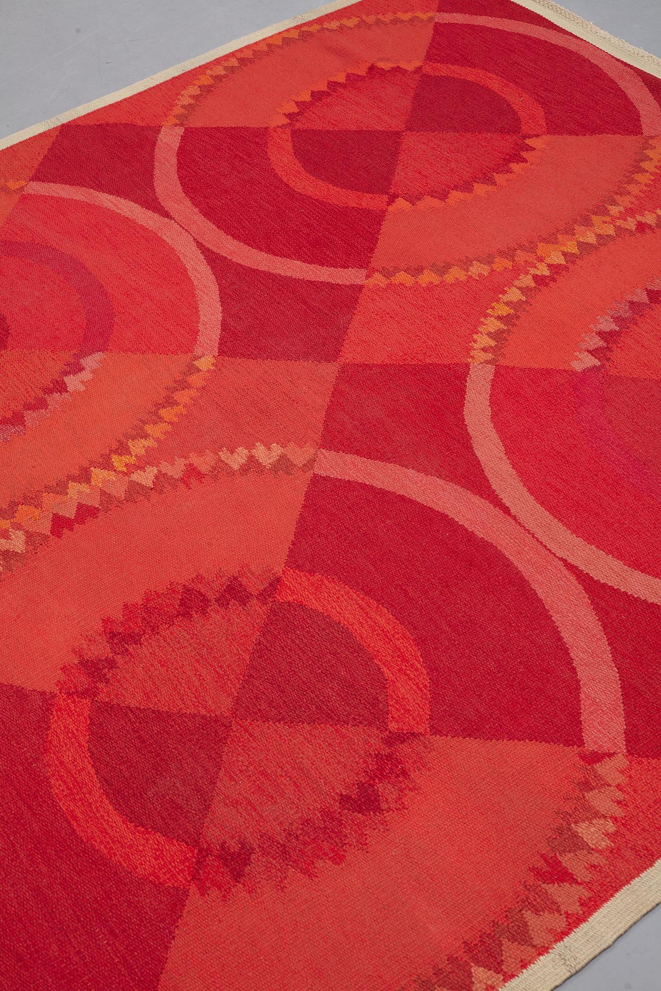 Ingrid Dessau, MATTO, flat weave, ca 212 x 202 cm, signed MLH ID (Malmöhus Läns Hemslöjd, Ingrid Dessau).