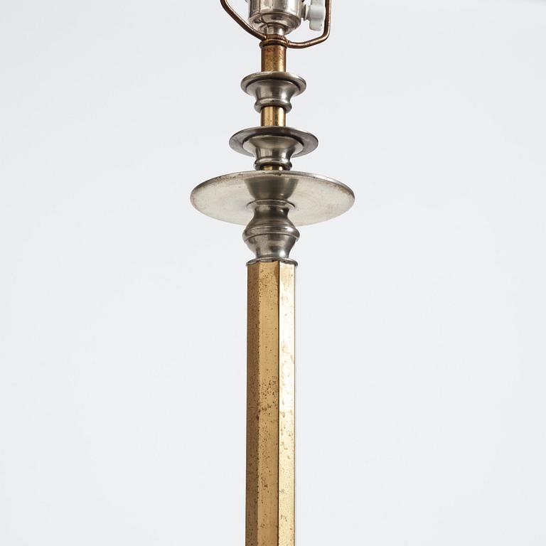 Nils Fougstedt, & Anna Petrus, a rare pewter and brass floor lamp, Svenskt Tenn, Stockholm 1929, model 763 A.