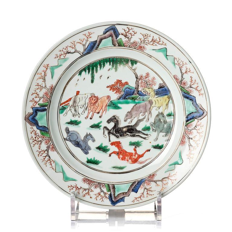 Tallrik, porslin. Qingdynastin, Kangxi (1662-1722).