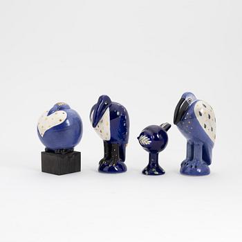 Lisa Larson, a set of four stoneware sculptures from the 'Fenix'-series, K-Studion, Gustavsberg.