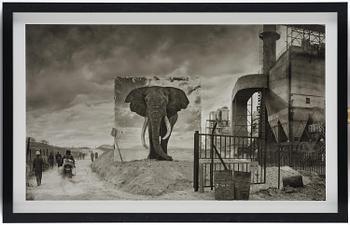 Nick Brandt, "Factory with Elephant", 2014.