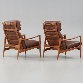 Ib Kofod-Larsen, a pair of 'Kandidaten' easy chairs, OPE Möbler, Sweden 1960's.
