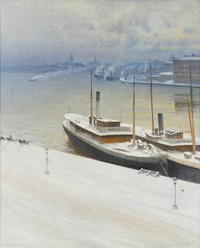 August Hagborg, Winter at Nybroviken, Stockholm.