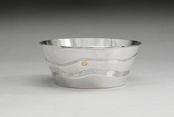 A Rolf Karlsson sterling bowl with dots of gold, Grillby 1988.