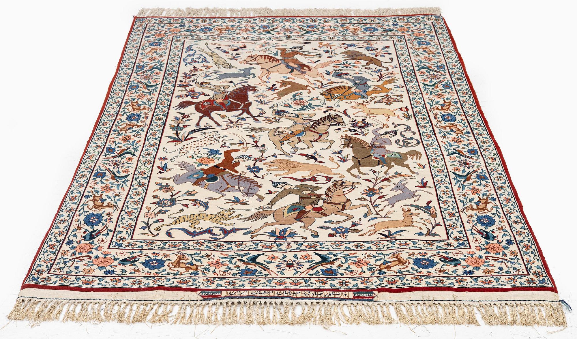 Matta, semiantik Isfahan, centrala Persien, signerad (Sadegh) Seirafian, ca 174 x 113 cm.