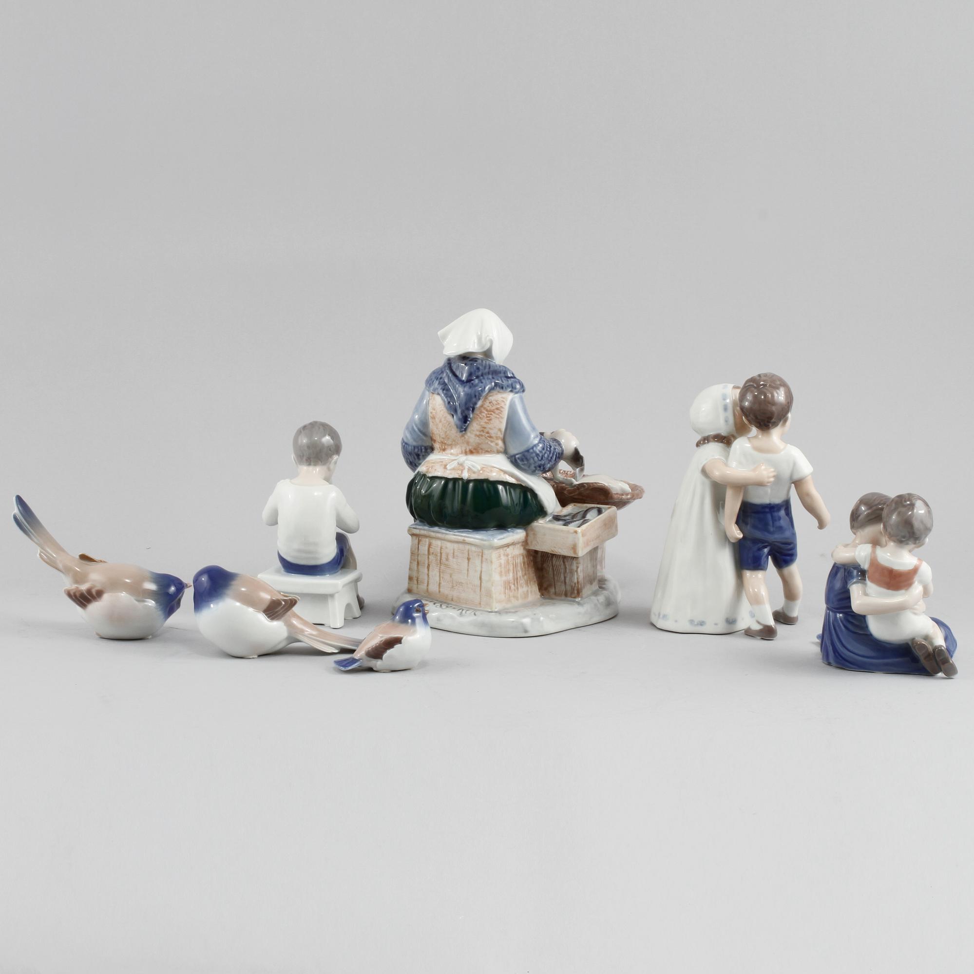 FIGURINER, 7 st, porslin, Royal Copenhagen, 1900-tal.