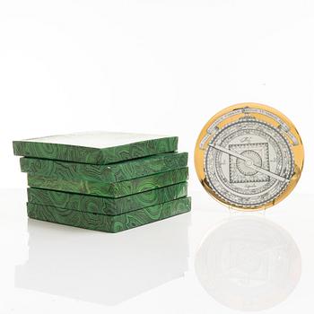 Piero Fornasetti, five 'Astro Labio' plates, Milan, Italy, 1970.