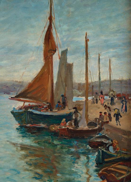 Olof Sager-Nelson, Sailboats in Marstrand harbour, scene from the west coast of Sweden.