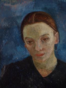 Monica Bratt, oil on canvas. Signed and dated -42.